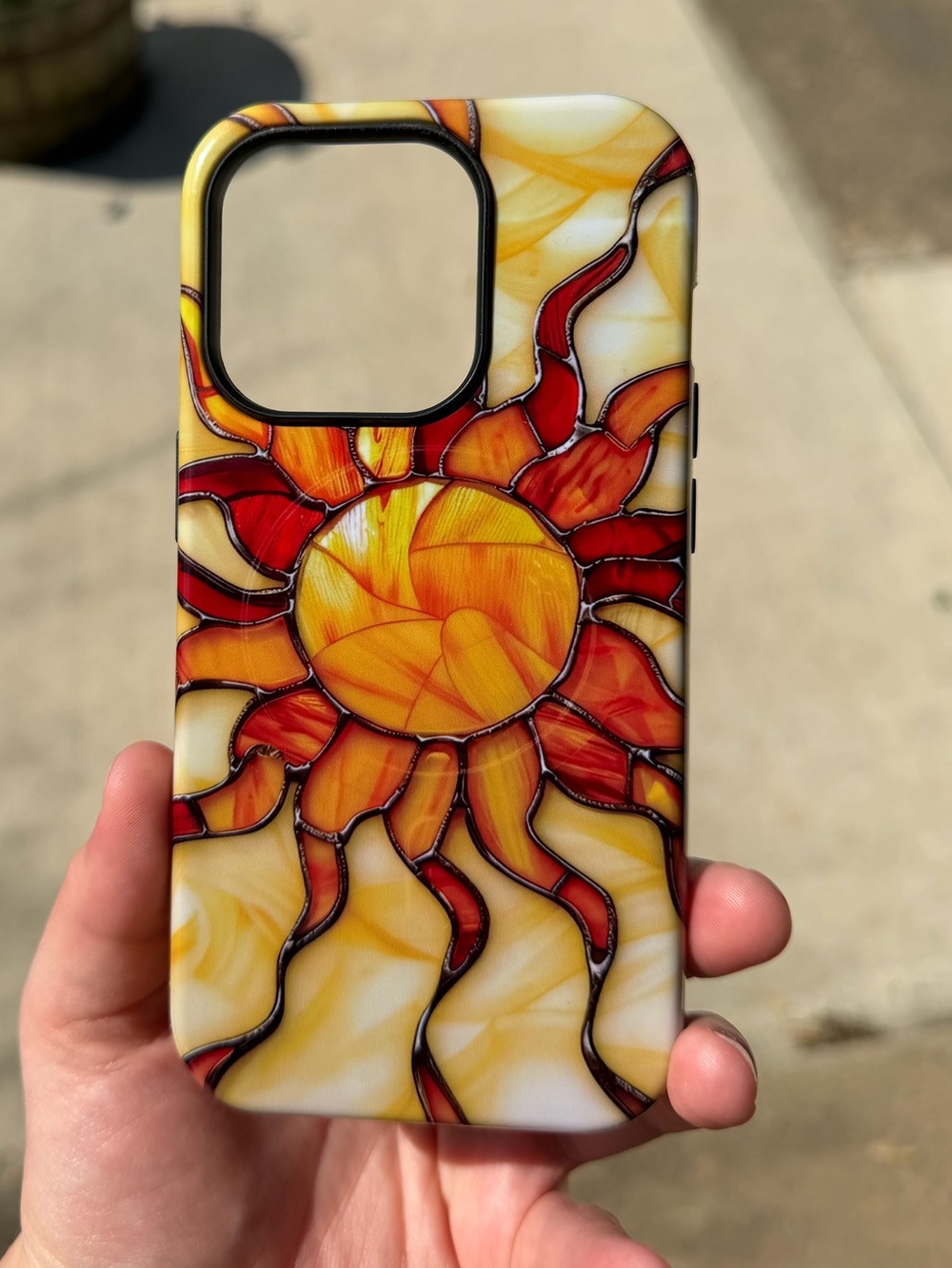 iPhone 14 Pro  Stained Glass Style Phone Case - Yellow & Red